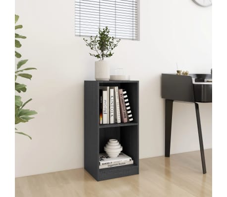 vidaXL plaukts, pelēks, 35,5x33,5x76 cm, priedes masīvkoks