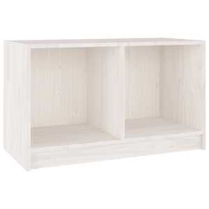 TV stolek bílý 70 x 33 x 42 cm masivní borové dřevo - obrázek 2