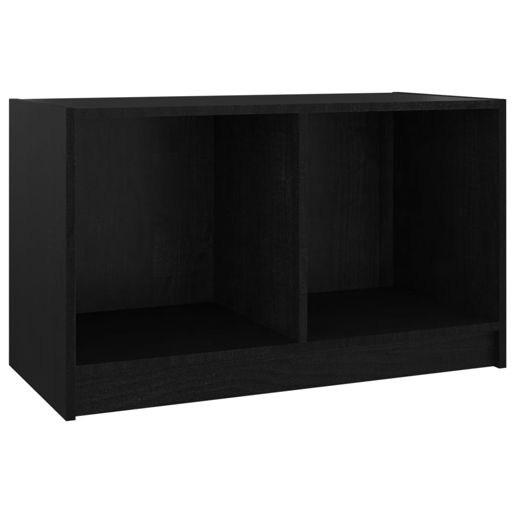 fekete tömör fenyőfa TV-szekrény 70 x 33 x 42 cm