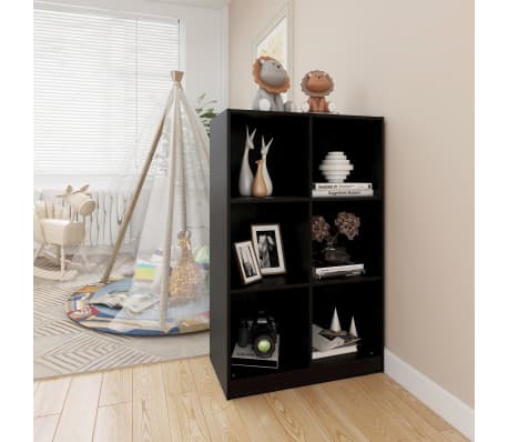 vidaXL Book Cabinet Black 70x33x110 cm Solid Pinewood