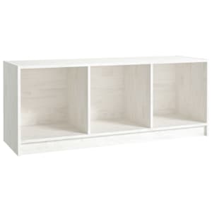 TV stolek bílý 104 x 33 x 41 cm masivní borové dřevo - obrázek 2
