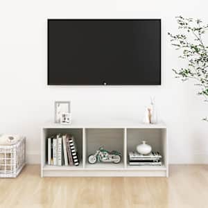 TV stolek bílý 104 x 33 x 41 cm masivní borové dřevo - obrázek 3