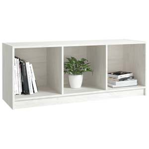 TV stolek bílý 104 x 33 x 41 cm masivní borové dřevo - obrázek 4