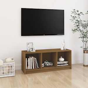TV omarica medeno rjava 104x33x41 cm trdna borovina