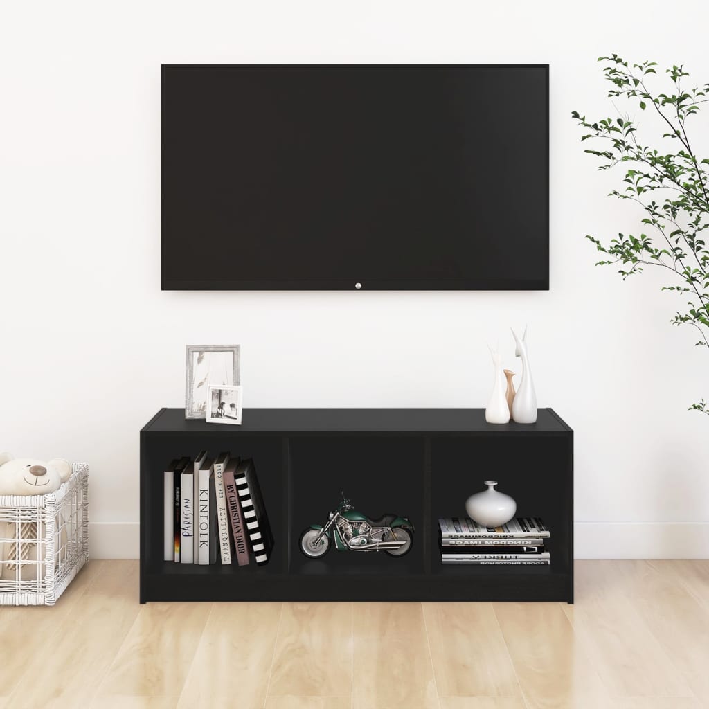 Meuble TV Noir 104x33x41 cm Bois de pin massif | meublestv.fr 4