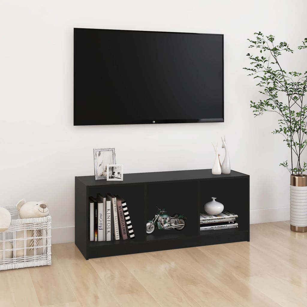 Meuble TV Noir 104x33x41 cm Bois de pin massif | meublestv.fr 2