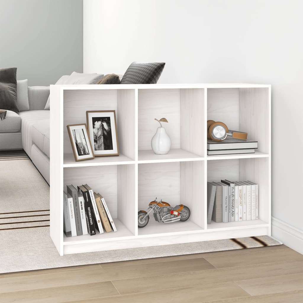vidaXL Boekenkast 104x33x76 cm massief grenenhout wit afbeelding