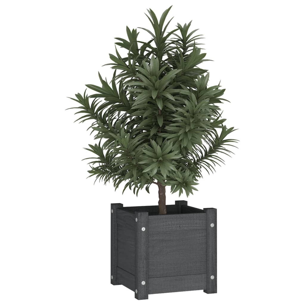 

vidaXL Plantenbakken 2 st 31x31x31 cm massief grenenhout grijs