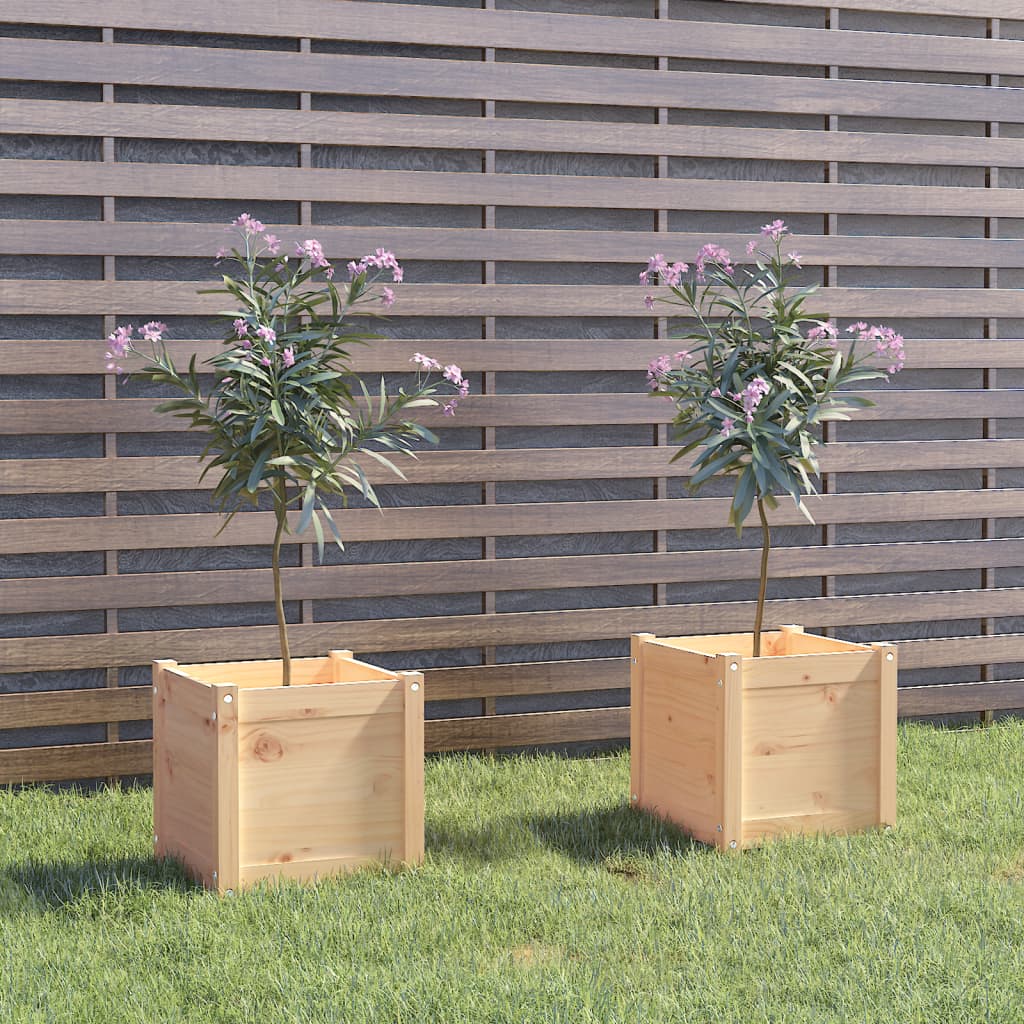 vidaXL Jardiniere de grădină, 2 buc., 40x40x40 cm, lemn masiv de pin vidaXL