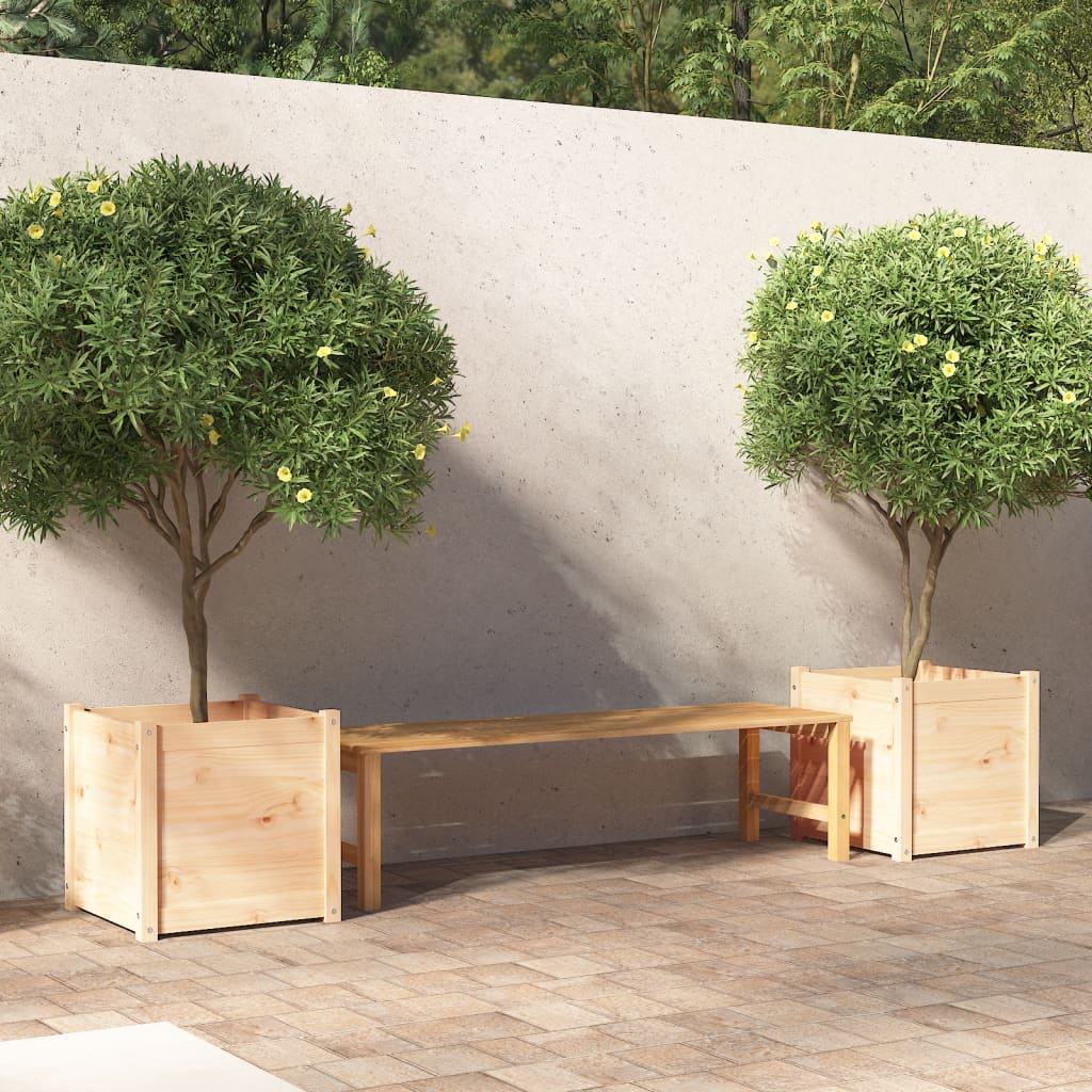 vidaXL Jardiniere de grădină, 2 buc., 50x50x50 cm, lemn masiv de pin vidaXL