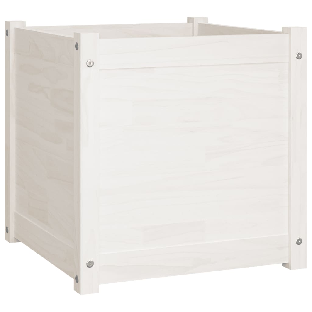 VidaXL Garden Planter White 19.7x19.7x19.7 Solid Wood Pine