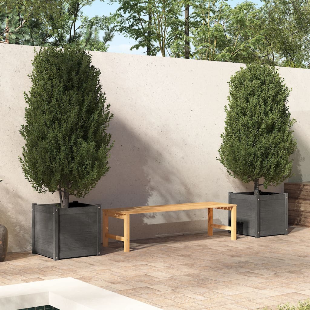 vidaXL Vaso/floreira de jardim 2 pcs 50x50x50 cm pinho maciço cinzento