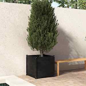 Zahradní truhlík černý 60 x 60 x 60 cm masivní borovice - obrázek 1