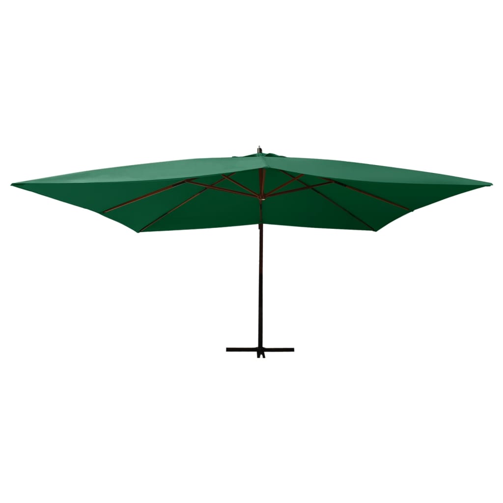 vidaXL Zweefparasol met houten paal 400x300 cm groen