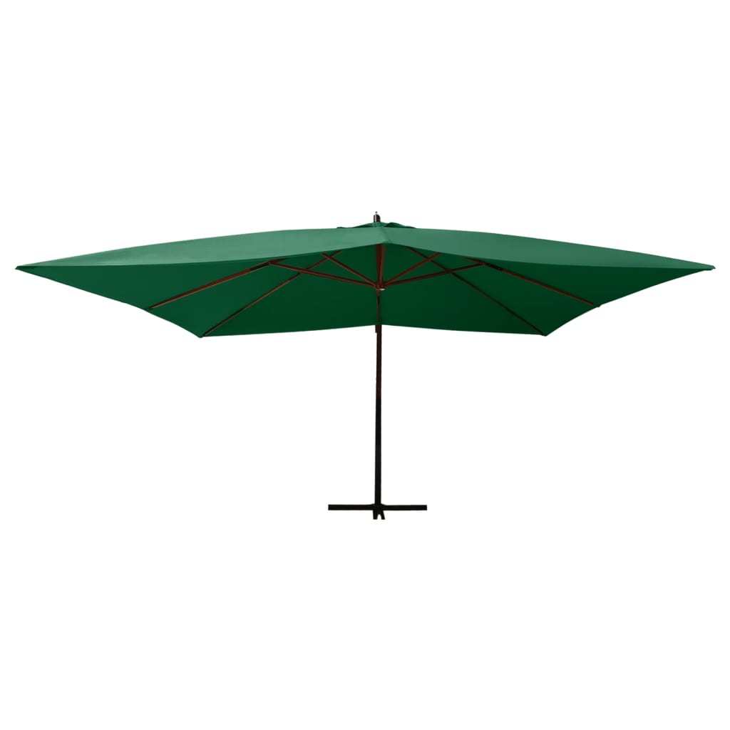 vidaXL Umbrelă suspendată cu stâlp din lemn, verde, 400x300 cm 
