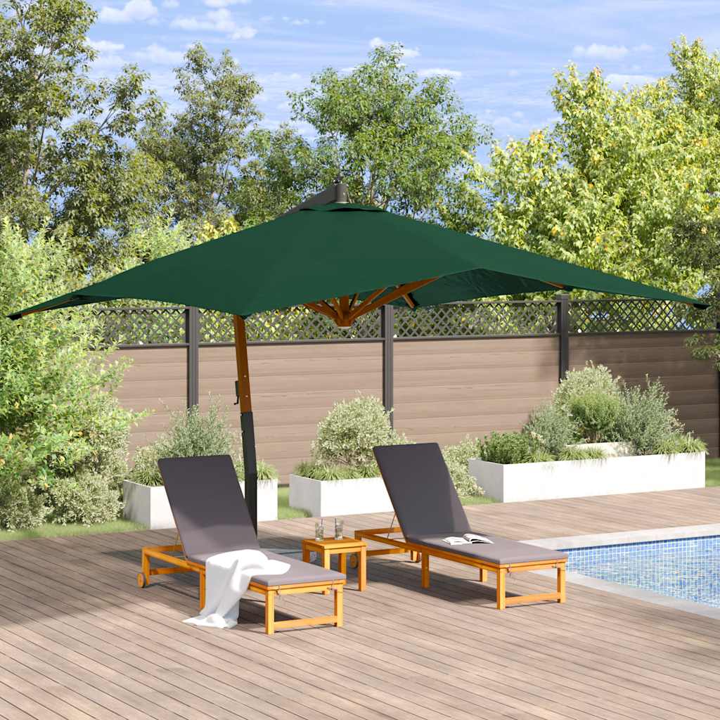 vidaXL Umbrelă în consolă de grădină, stâlp lemn, verde, 400x300 cm