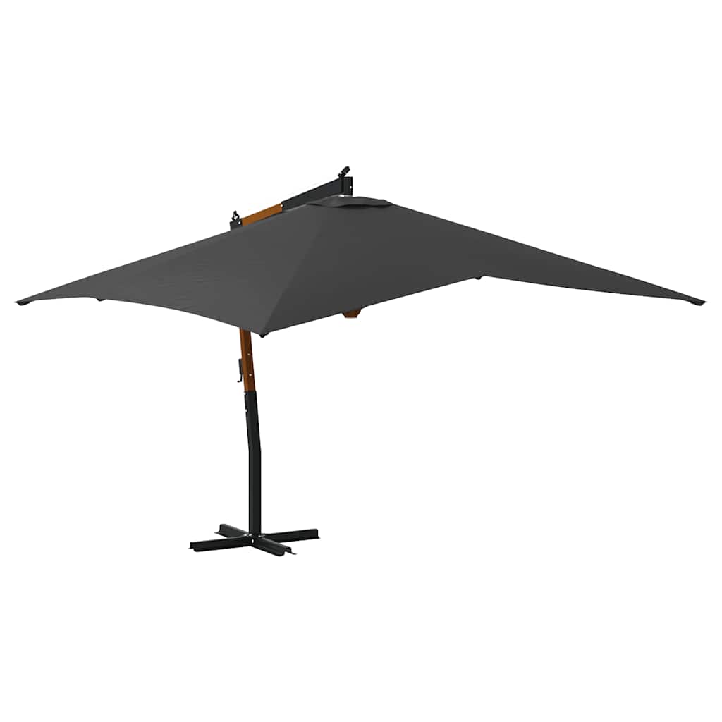 vidaXL Boční zahradní slunečník s dřevěnou tyčí 400x300 cm antracitový