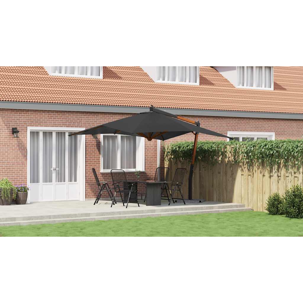 vidaXL Umbrelă în consolă cu stâlp din lemn, antracit, 400 x 300 cm
