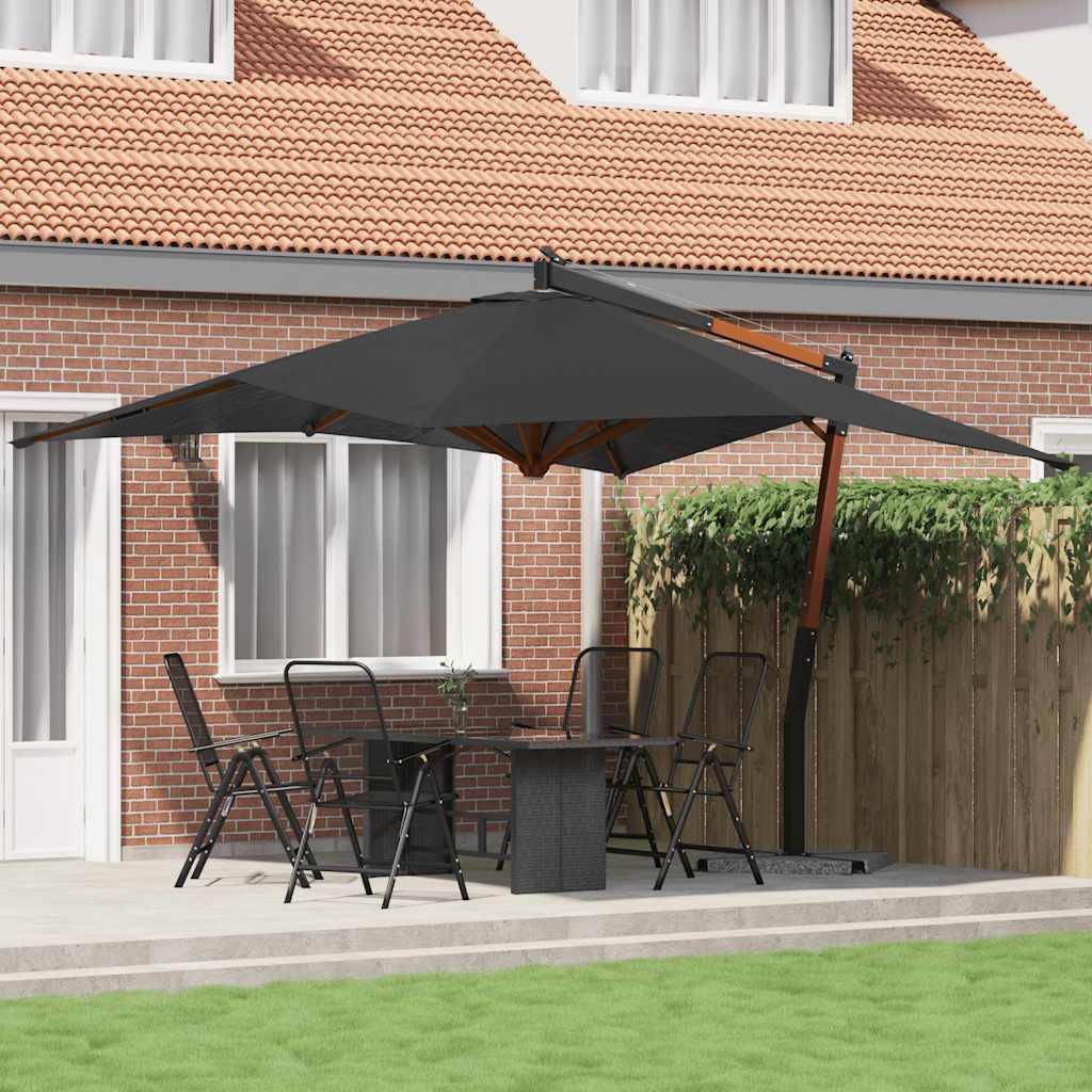 vidaXL Ampelschirm mit Holz-Mast 400x300 cm Anthrazit