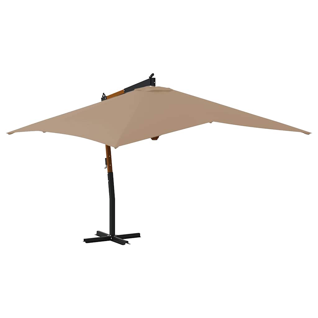 vidaXL Boční zahradní slunečník s dřevěnou tyčí 400 x 300 cm taupe
