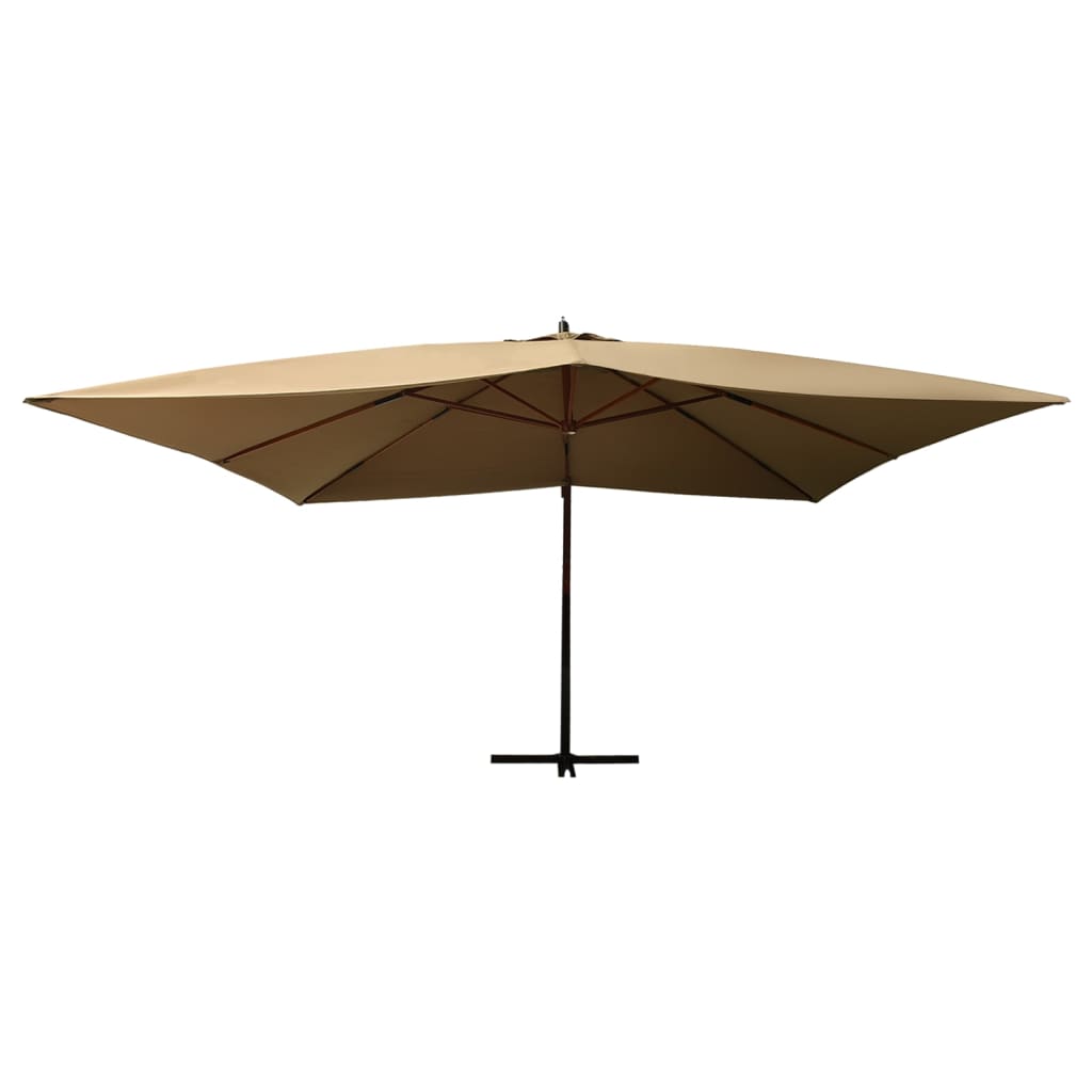 vidaXL Umbrelă consolă de grădină cu stâlp din lemn, taupe, 400x300 cm