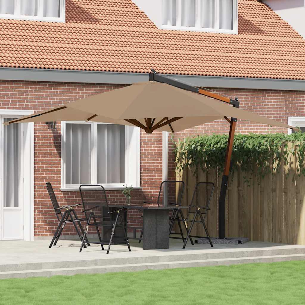 vidaXL Umbrelă consolă de grădină cu stâlp din lemn, taupe, 400x300 cm