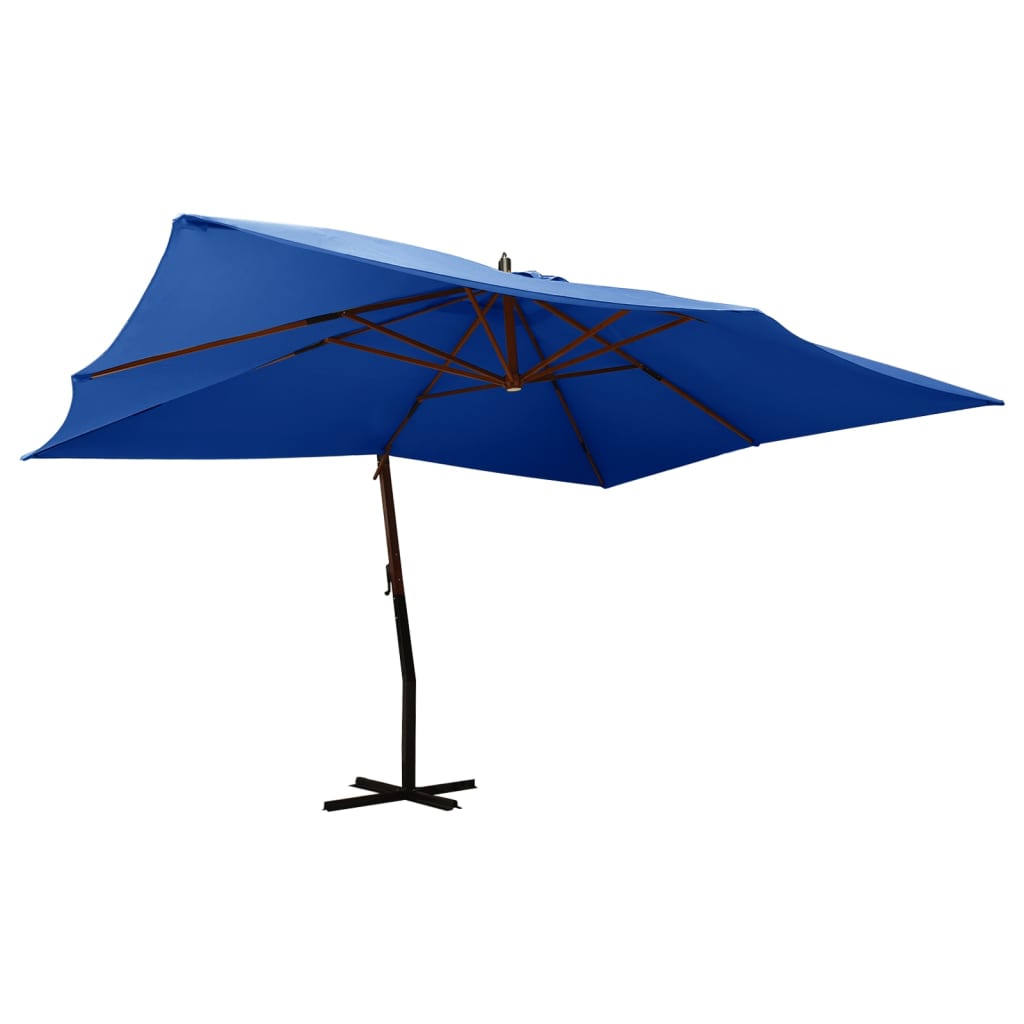 Parasol ogrodowy lazurowy 400x300 cm, drewno, poliester