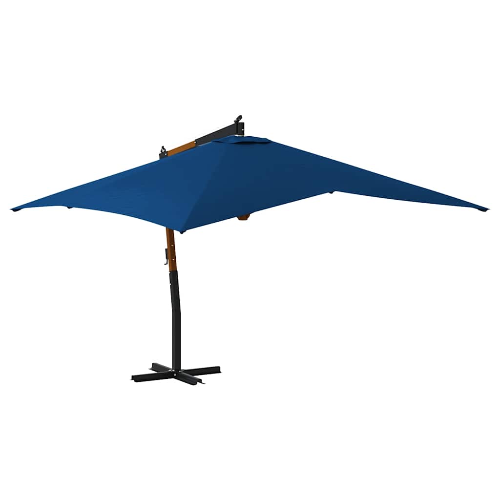 vidaXL Boční zahradní slunečník dřevěná tyč 400 x 300 cm azurově modrý
