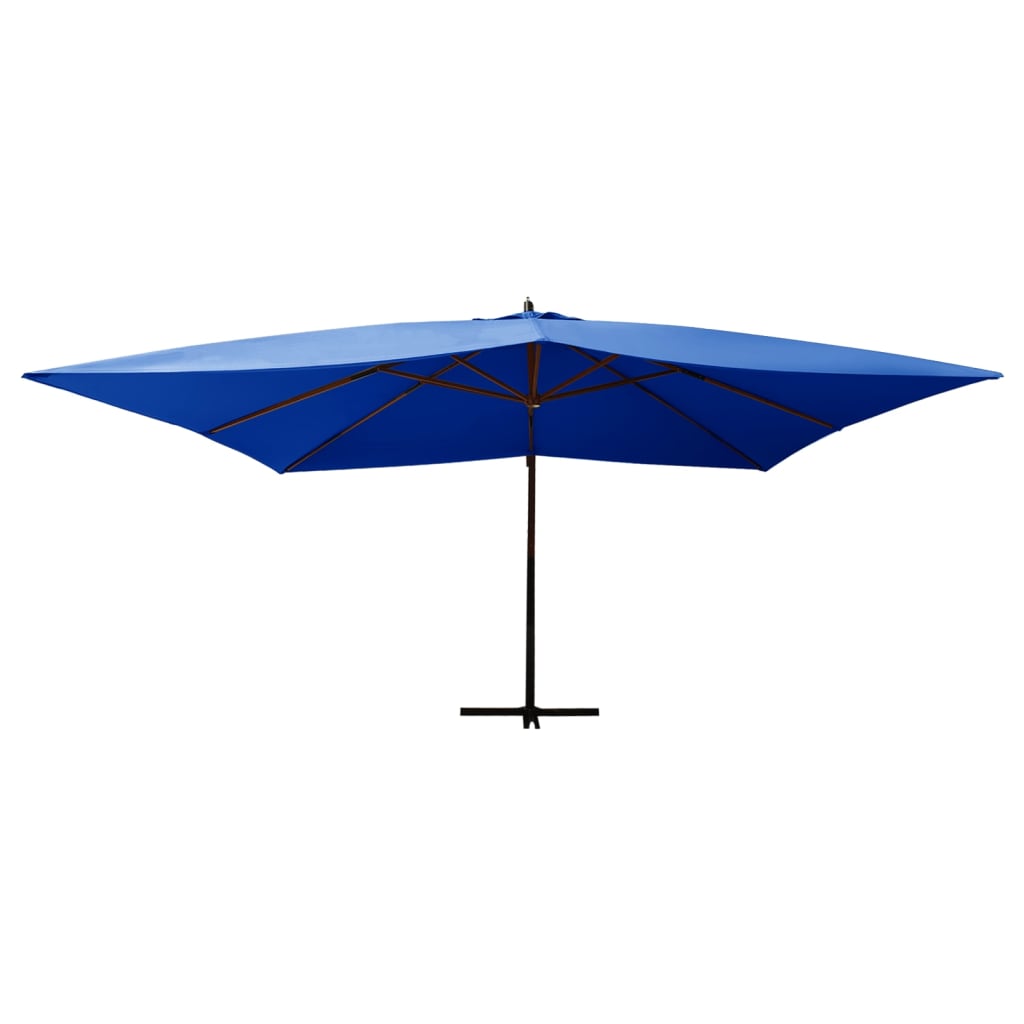 Konzolový slunečník s dřevěnou tyčí 400 x 300 cm azurově modrý