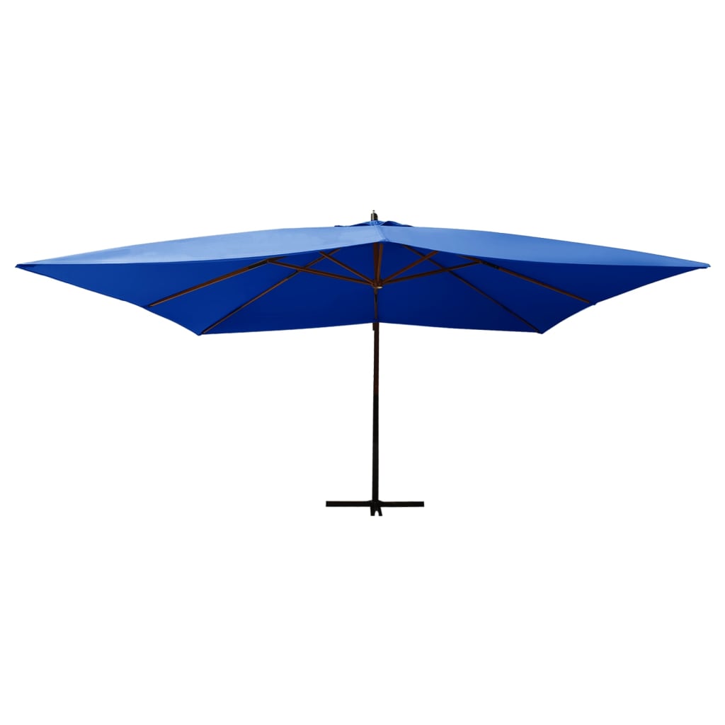 vidaXL Zweefparasol met houten paal 400x300 cm azuurblauw