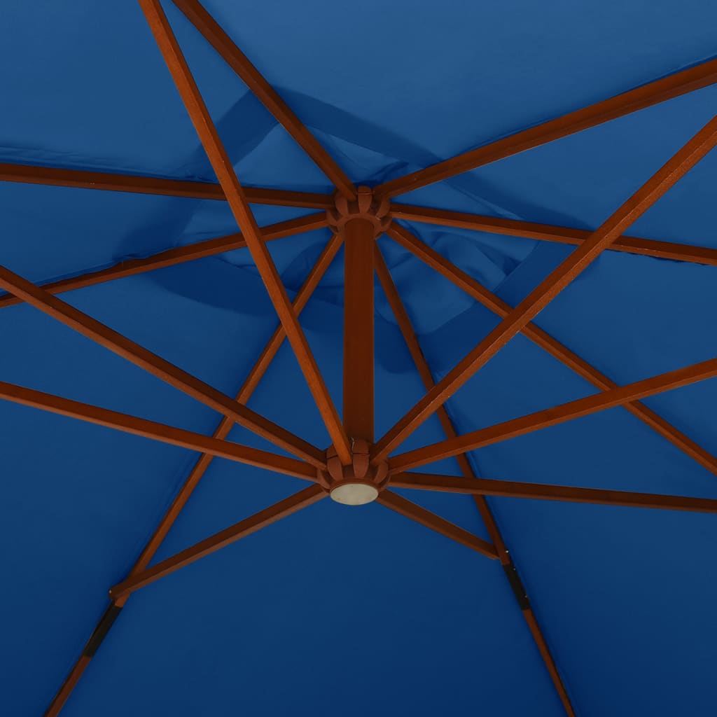 Konzolový slunečník s dřevěnou tyčí 400 x 300 cm azurově modrý
