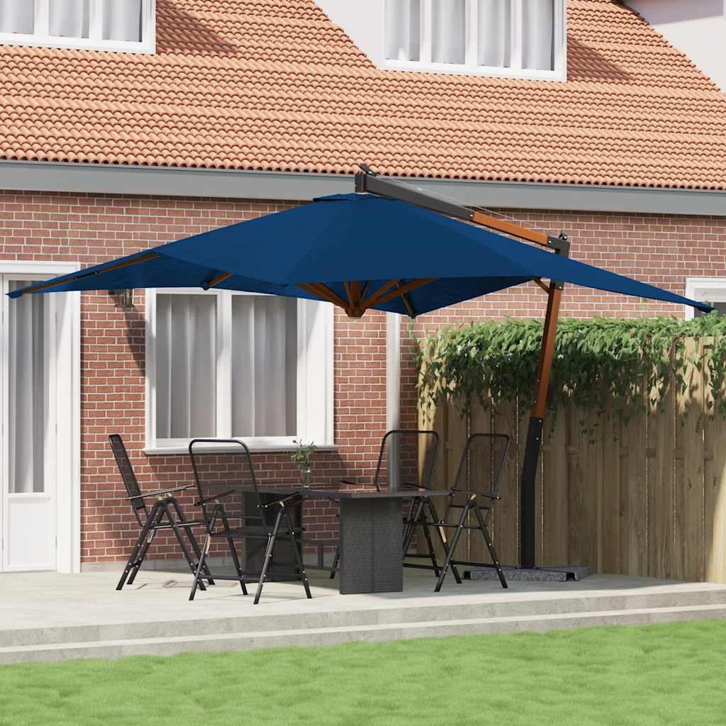 vidaXL Umbrelă de grădină consolă stâlp lemn albastru azur 400 x 300cm