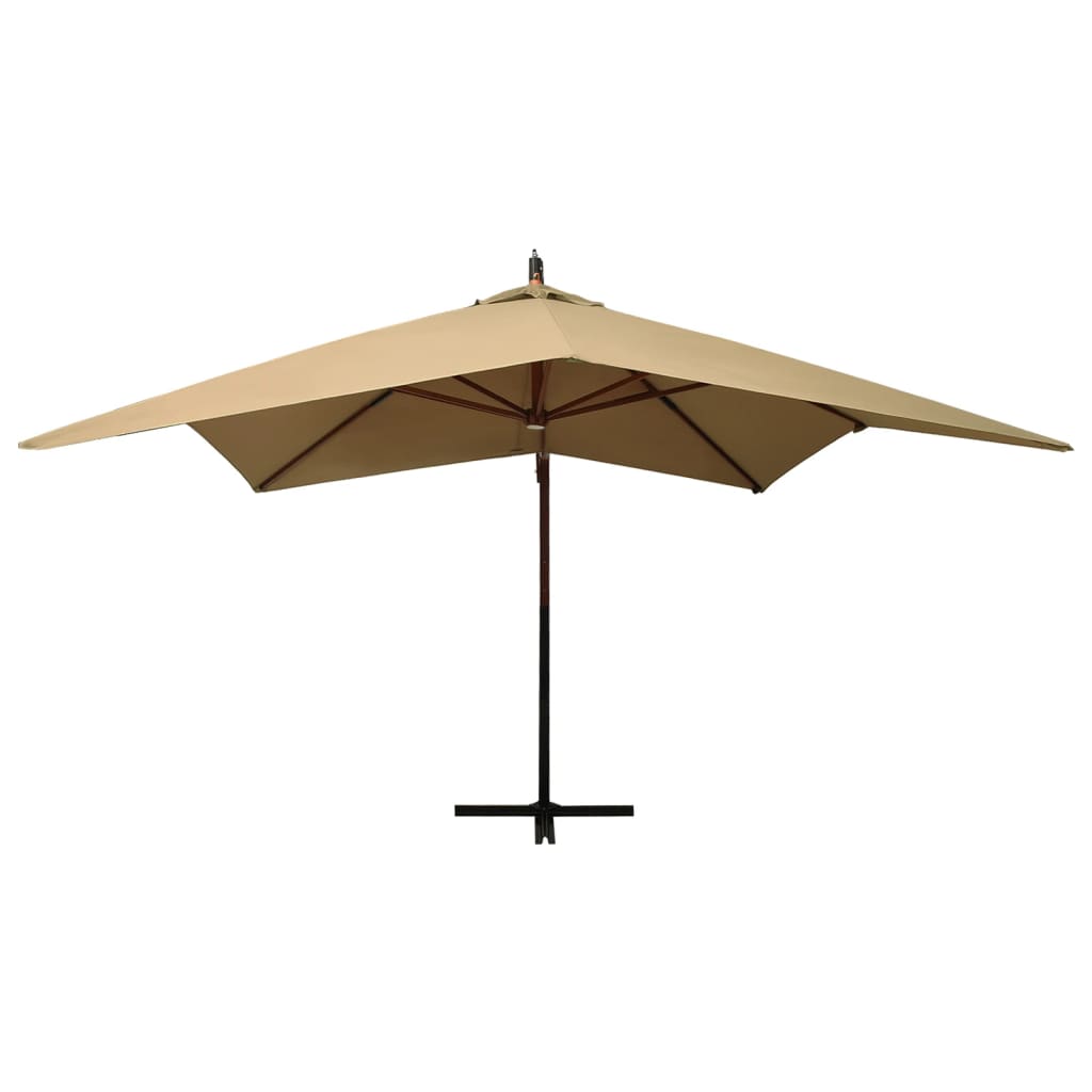 vidaXL Pakabinamas skėtis su mediniu stulpu, taupe spalvos, 300cm