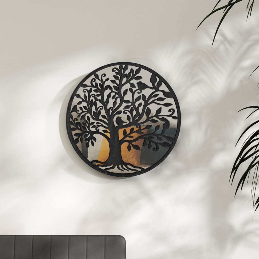 vidaXL Oglindă rotundă,negru,40x2,5 cm,fier, utilizare în interior
