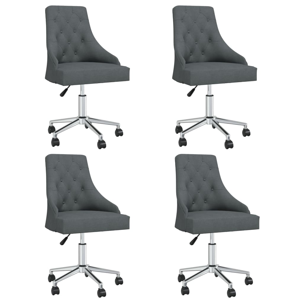 Chaises pivotantes à manger lot de 4 Gris foncé Tissu