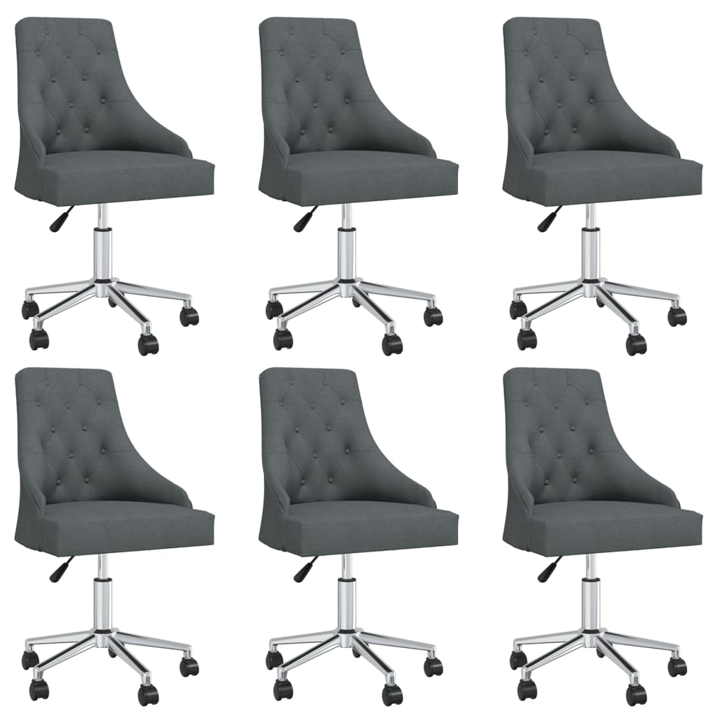 Chaises pivotantes à manger lot de 6 Gris foncé Tissu