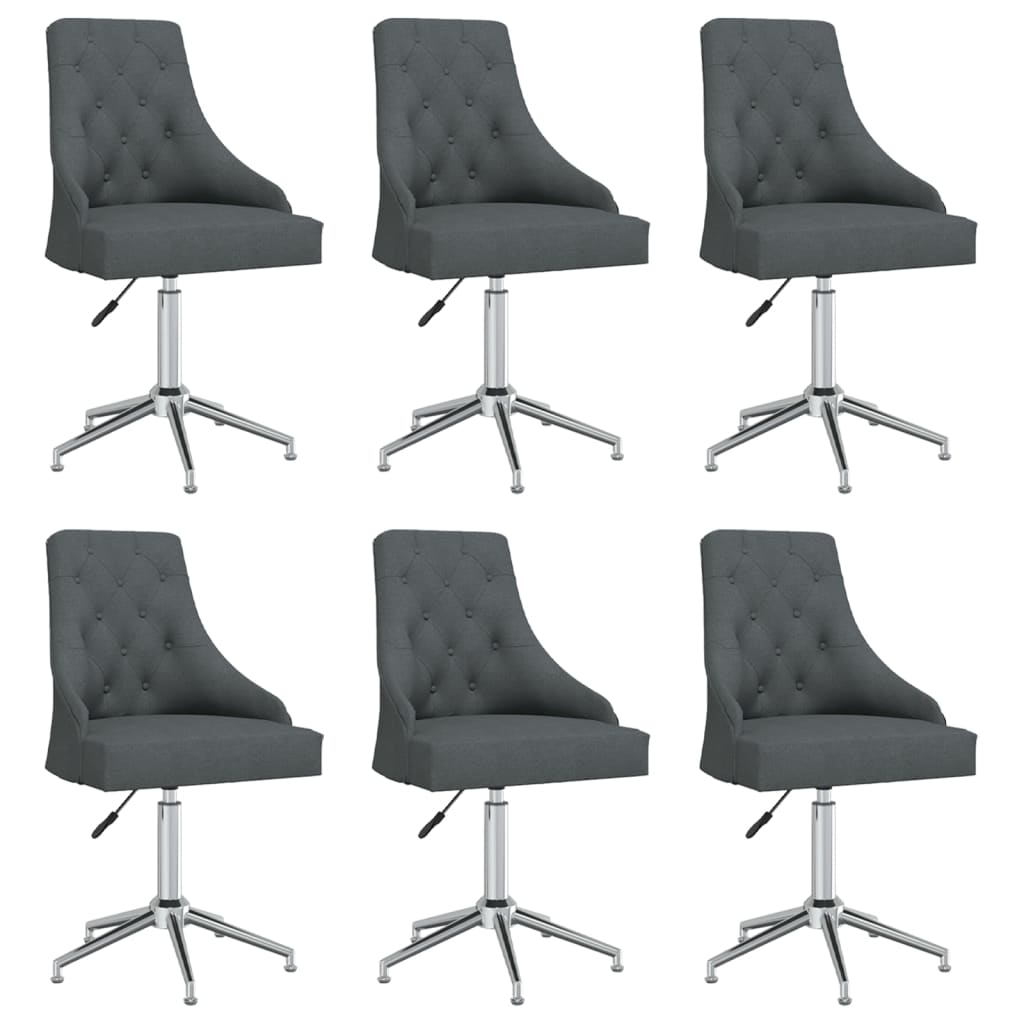 Chaises pivotantes à manger lot de 6 Gris foncé Tissu