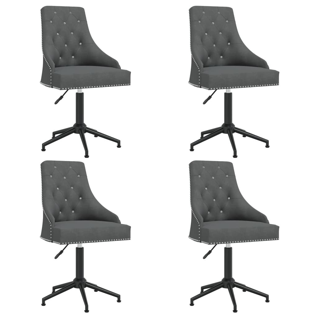 Chaises pivotantes à manger lot de 4 Gris foncé Velours