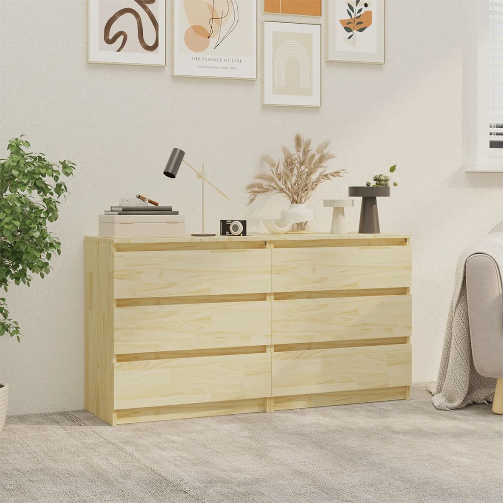 Bedside Cabinets 2 Piece 60x36x64 cm Solid Pinewood