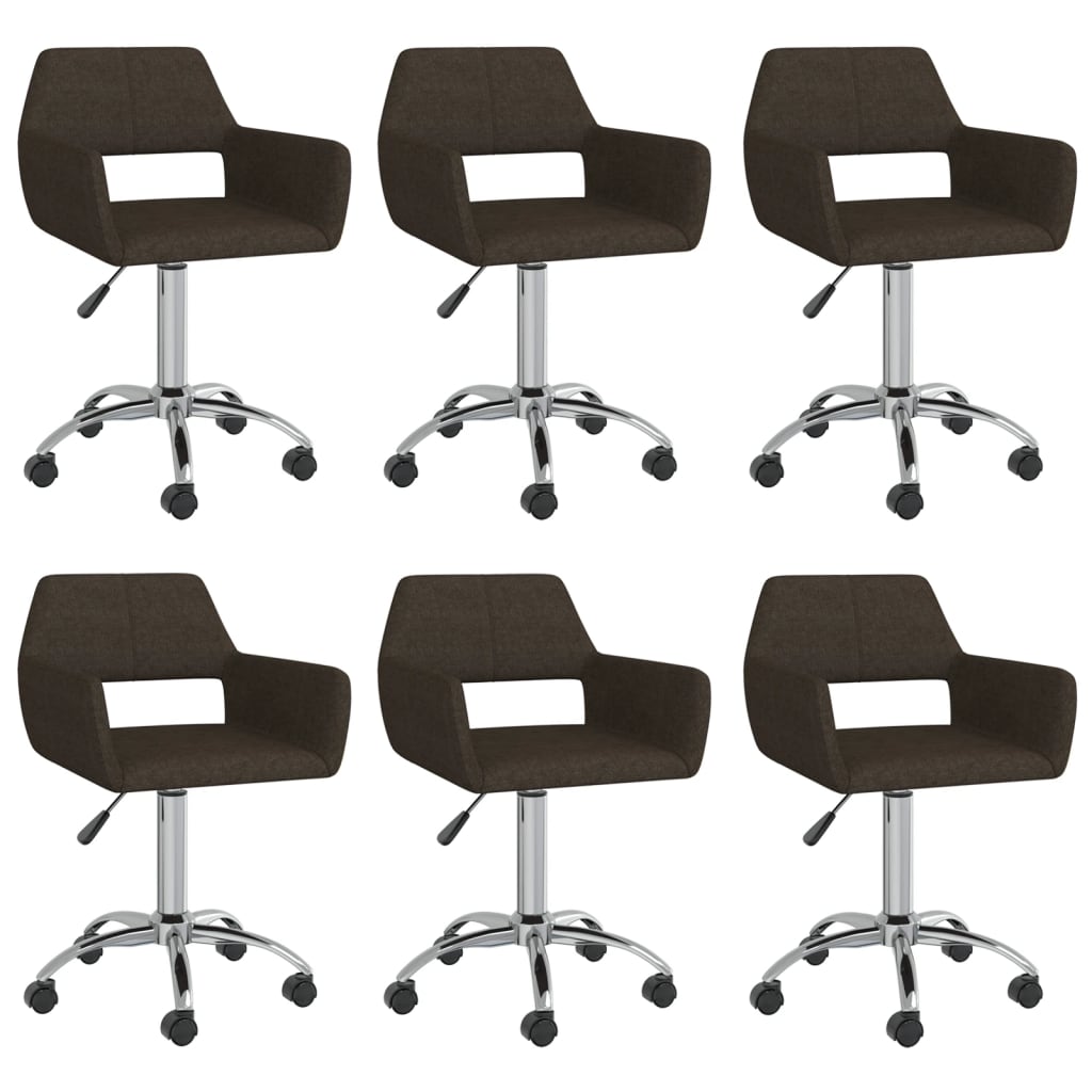 Chaises pivotantes à manger lot de 6 marron foncé tissu