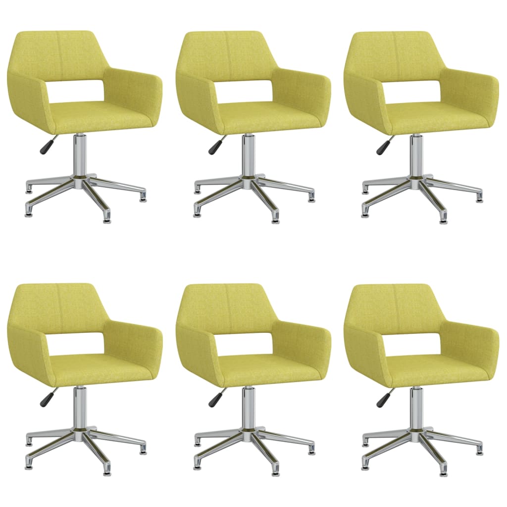 Otočné jídelní židle 6 ks zelené textil