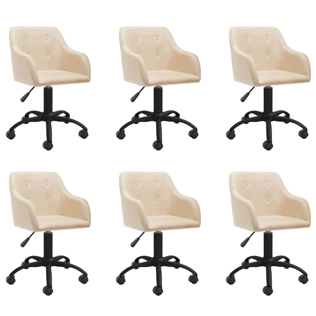 Chaises pivotantes à manger lot de 6 Crème Tissu