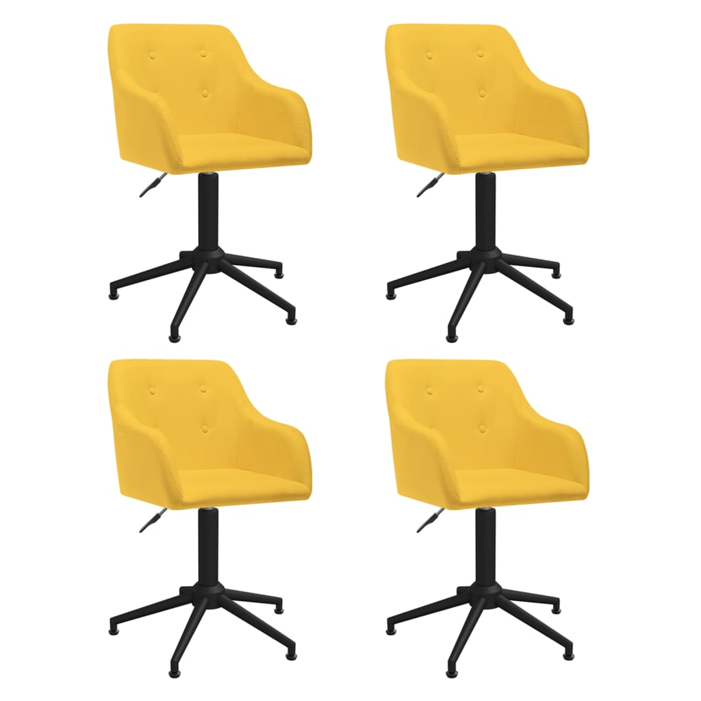 Chaises pivotantes à manger lot de 4 jaune tissu