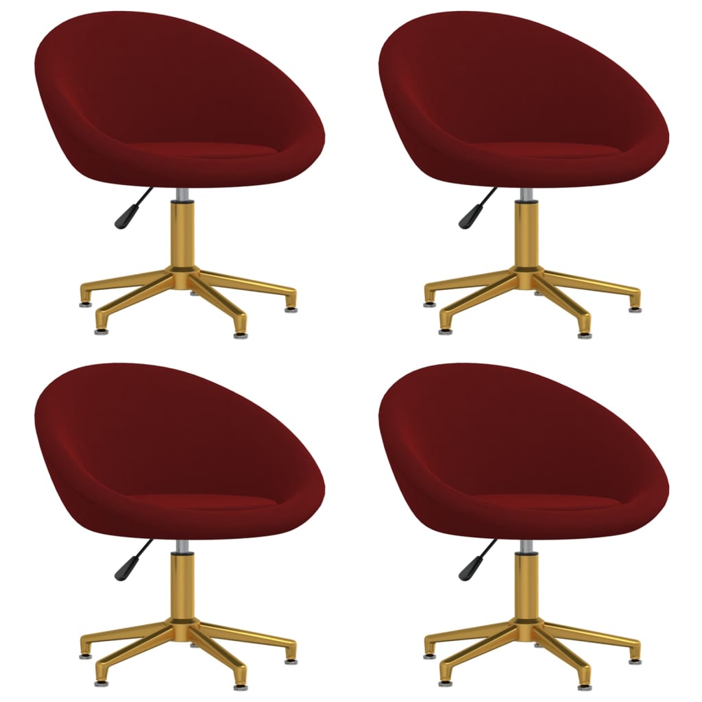 Chaises à manger lot de 4 Rouge bordeaux Velours
