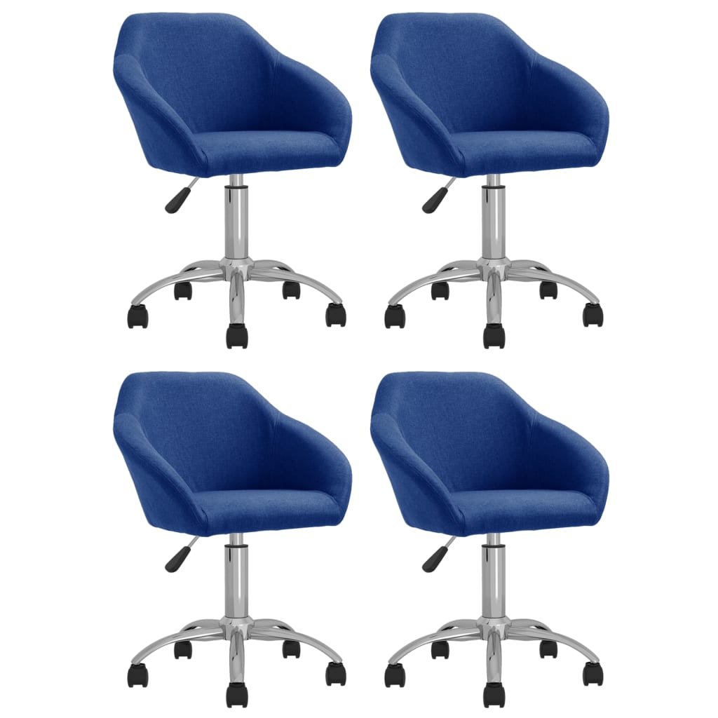Otočné jedálenské stoličky 4 ks modré látkové