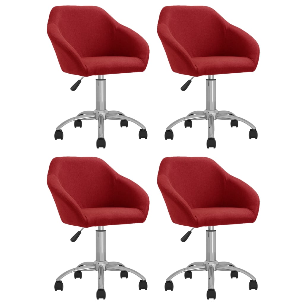 Chaises pivotantes à manger lot de 4 rouge bordeaux tissu