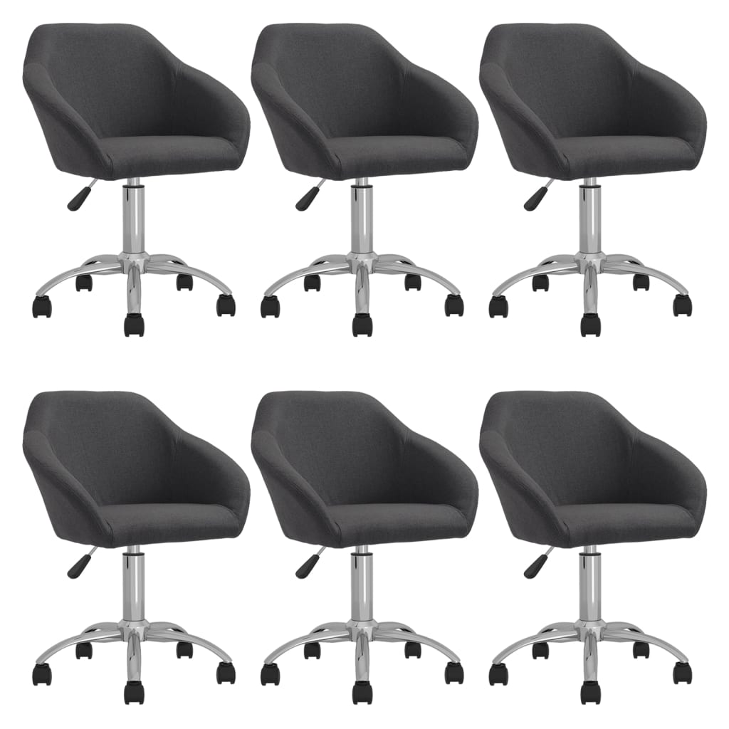 Chaises pivotantes à manger lot de 6 gris foncé tissu