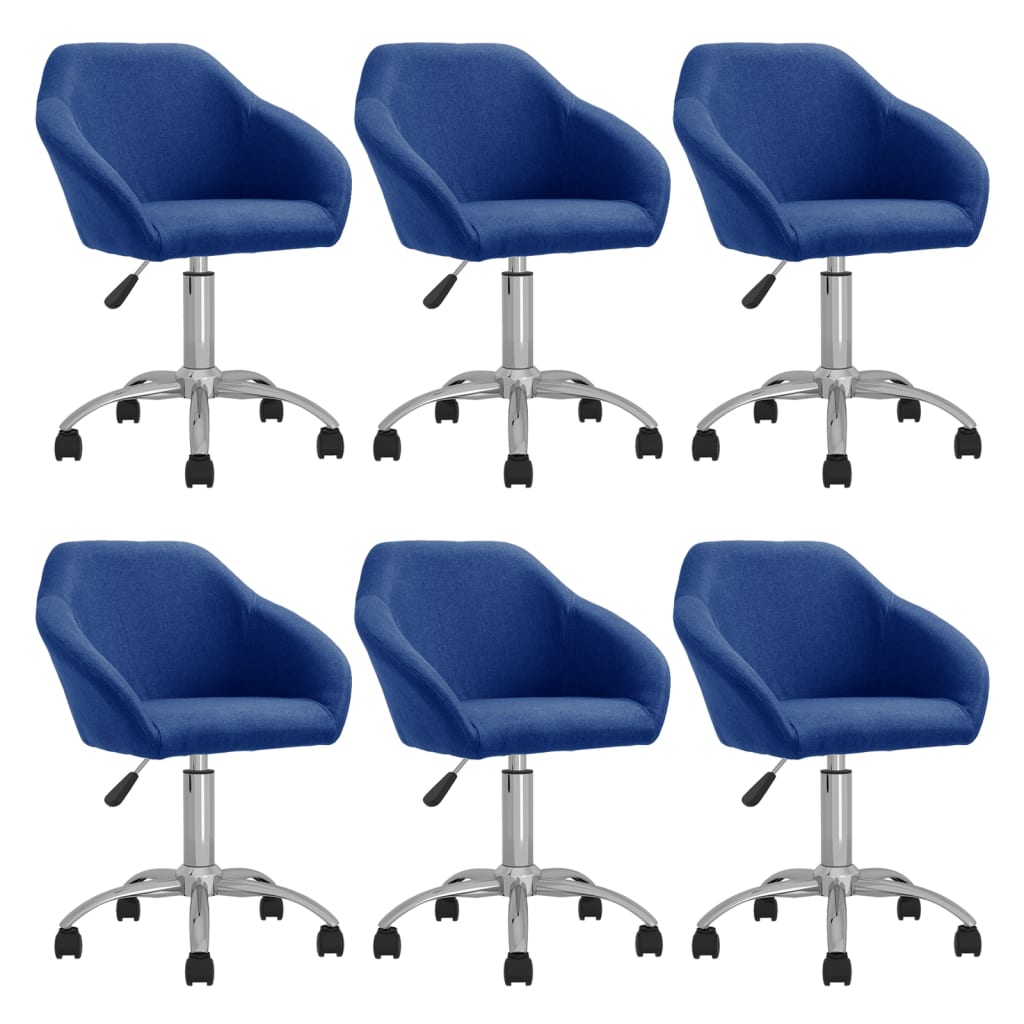 Chaises pivotantes à manger lot de 6 bleu tissu