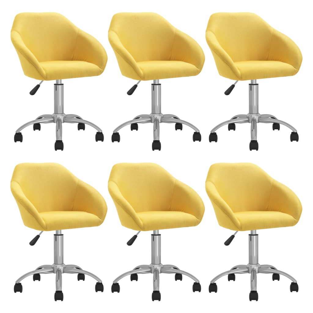 Chaises pivotantes à manger lot de 6 jaune tissu