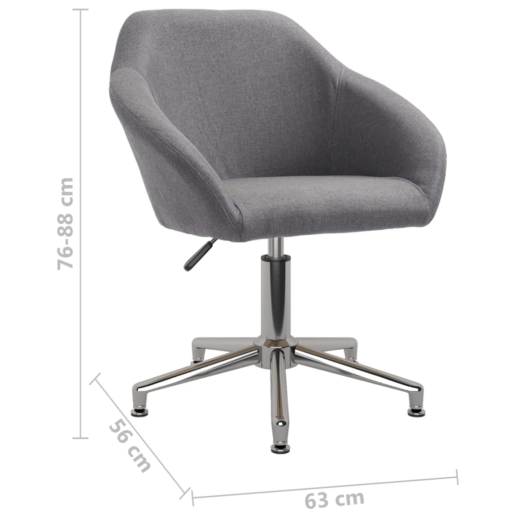 Въртящи се трапезни столове, 4 бр, светлосиви, текстил